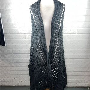 Handmade Gray Knit Open Front Wrap